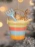 golden beach bucket and spade Christmas ornament, baby first beach trip