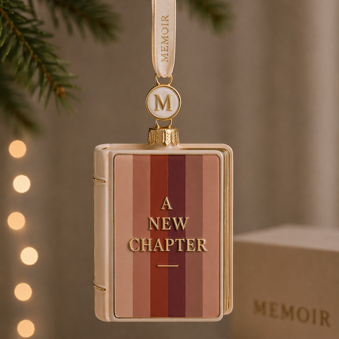 golden book Christmas ornament A New Chapter, new beginning keepsake