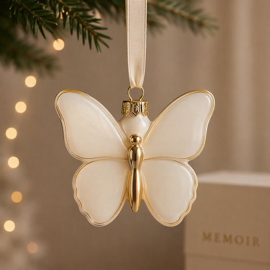 golden butterfly wings Christmas ornament, in loving memory keepsake
