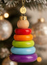wooden stacking toy Christmas ornament, Montessori baby keepsake