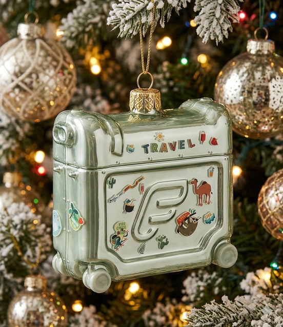 golden kids travel trolley Christmas ornament, first vacation keepsake