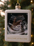 golden ultrasound baby announcement Christmas ornament for expecting parents