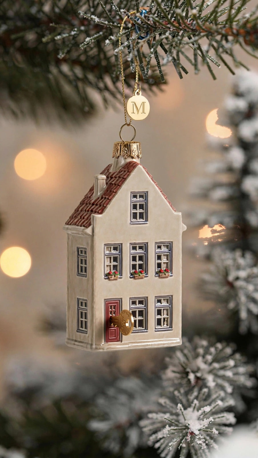 golden new home house Christmas ornament, first house keepsake