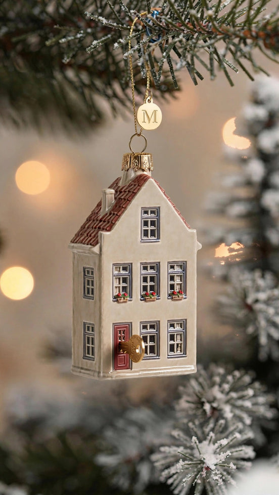 golden new home house Christmas ornament, first house keepsake